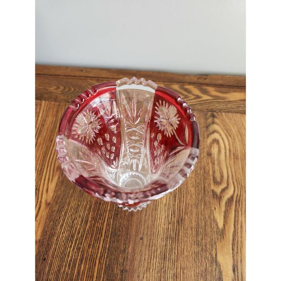 Vintage German Ruby Red Lead Crystal Anna Hutte Bleikristall 6" Vase - Picture 2 of 3